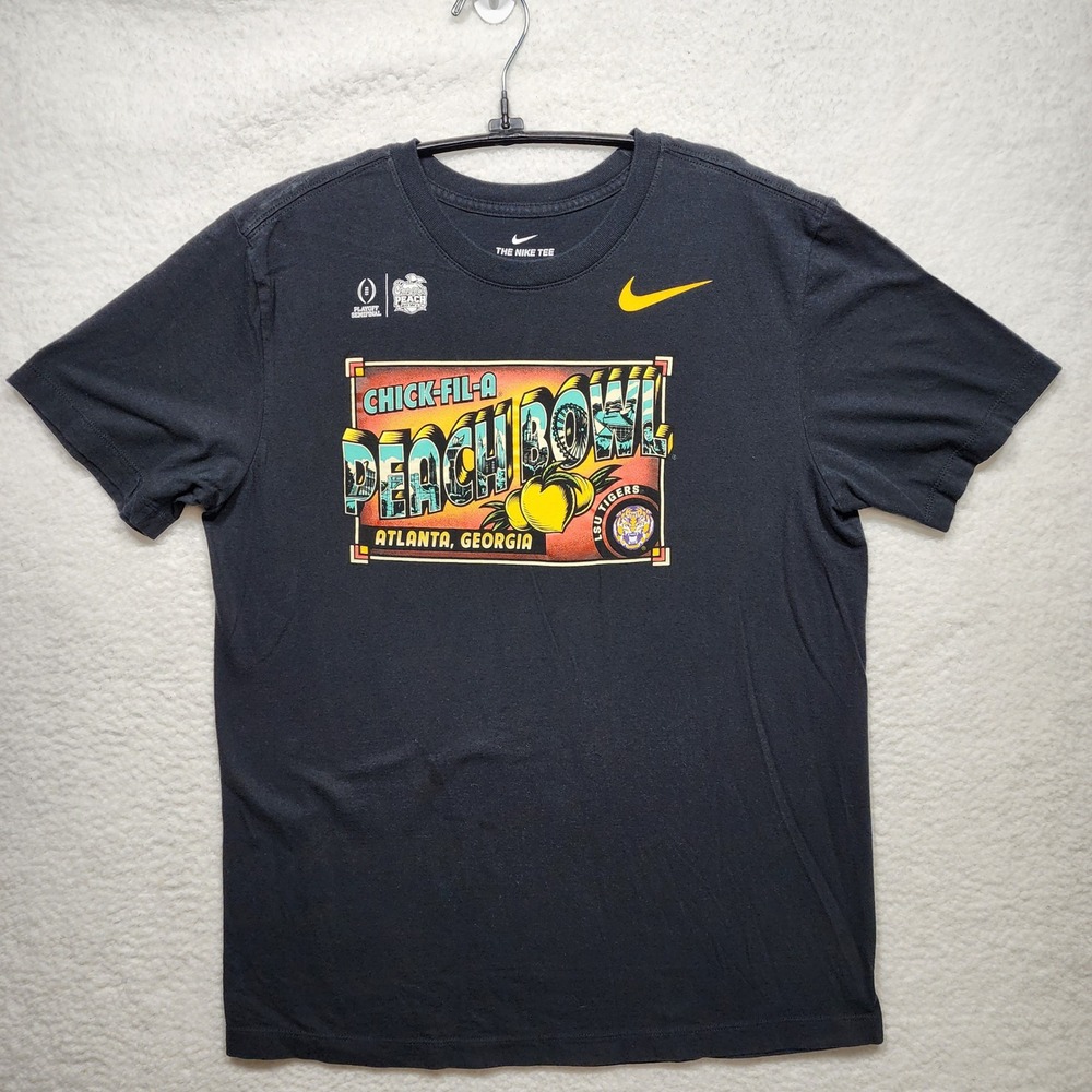 Nike LSU Tigers Chick-fil-A Peach Bowl T-Shirt Mens Medium Black Graphic Tee